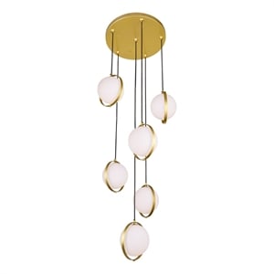 CWI Lighting Da Vinci 6 Light Contemporary Metal Pendant in Brass