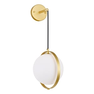 CWI Lighting Da Vinci 1 Light Contemporary Metal Wall Light in Brass