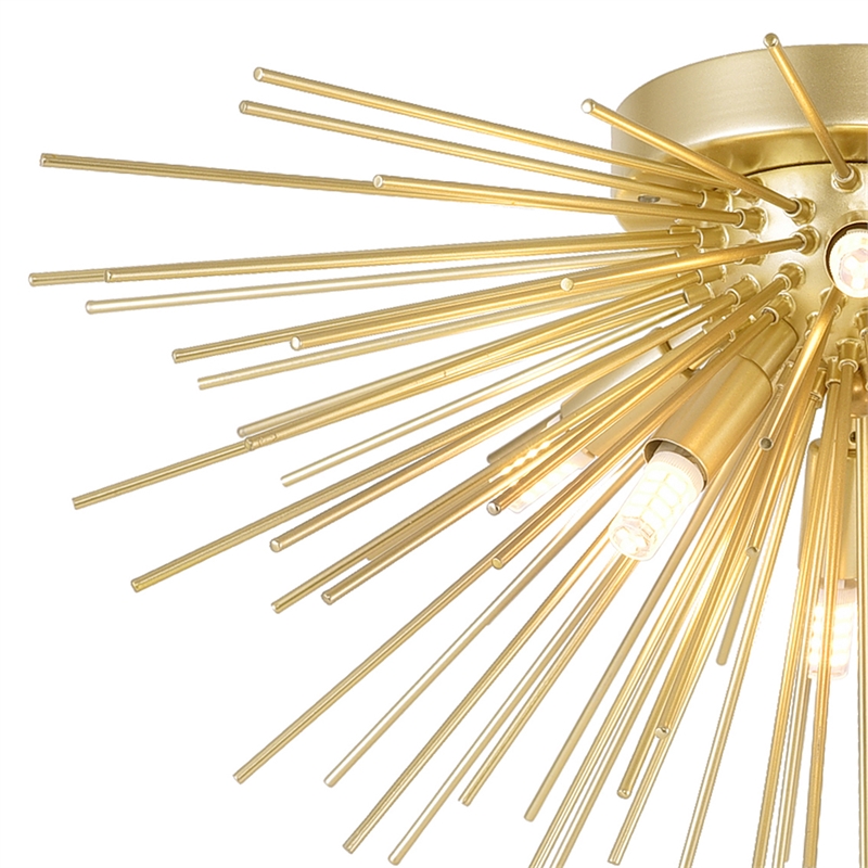 CWI Lighting Savannah 6 Light Contemporary Metal Flush Mount in Gold Leaf