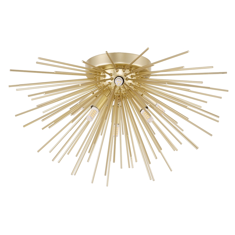 CWI Lighting Savannah 6 Light Contemporary Metal Flush Mount in Gold Leaf