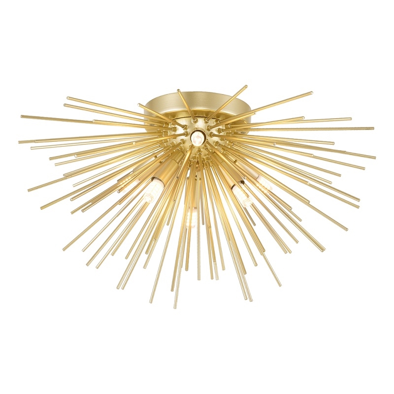 CWI Lighting Savannah 6 Light Contemporary Metal Flush Mount in Gold Leaf