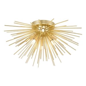 CWI Lighting Savannah 6 Light Contemporary Metal Flush Mount in Gold Leaf