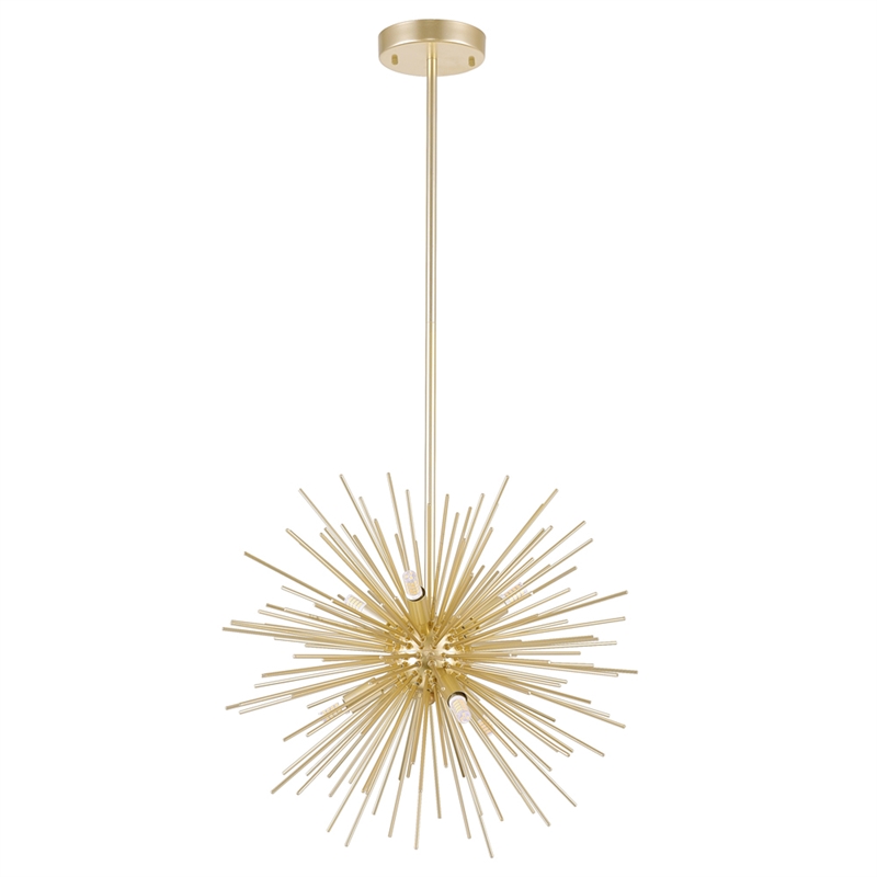 CWI Lighting Savannah 6 Light Contemporary Metal Chandelier in Gold Leaf