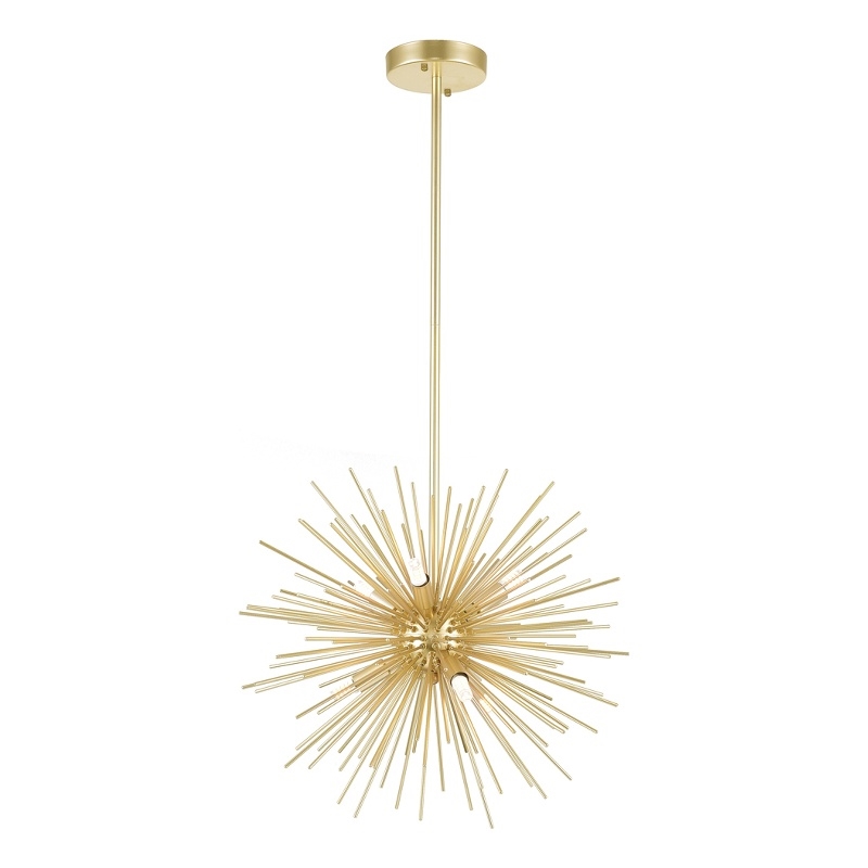 CWI Lighting Savannah 6 Light Contemporary Metal Chandelier in Gold Leaf