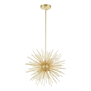 CWI Lighting Savannah 6 Light Contemporary Metal Chandelier in Gold Leaf