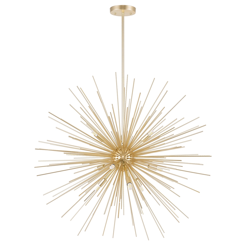 CWI Lighting Savannah 9 Light Contemporary Metal Chandelier in Gold Leaf