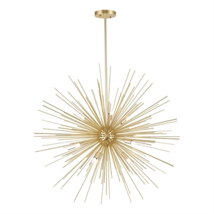 CWI Lighting Savannah 9 Light Contemporary Metal Chandelier in Gold Leaf