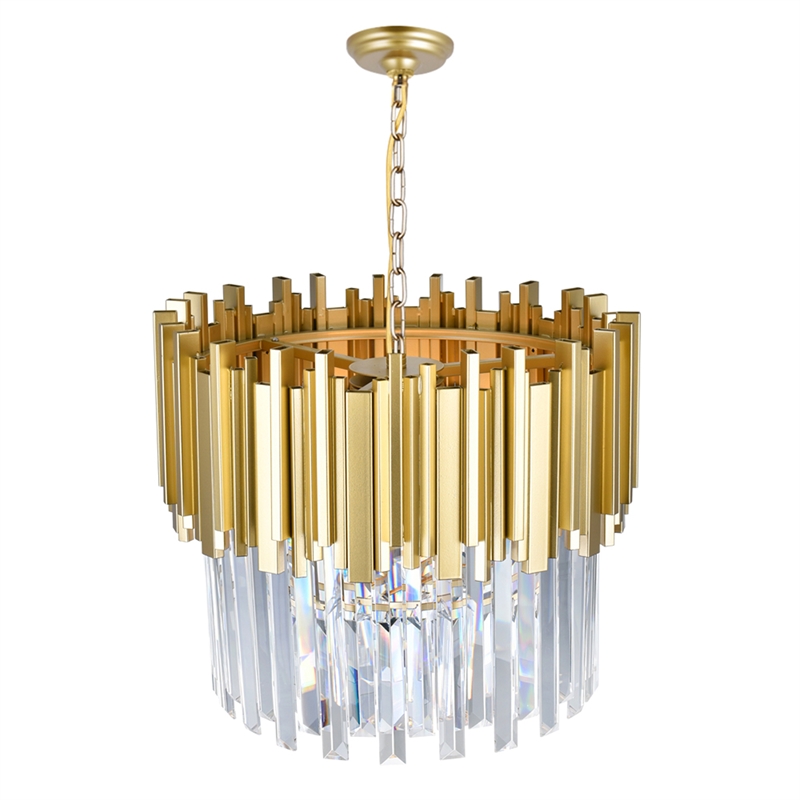 CWI Lighting Deco 4 Light Down Contemporary Metal Chandelier in Gold