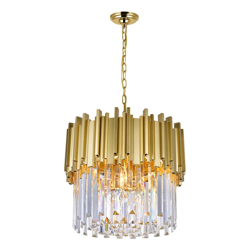 CWI Lighting Deco 4 Light Down Contemporary Metal Chandelier in Gold