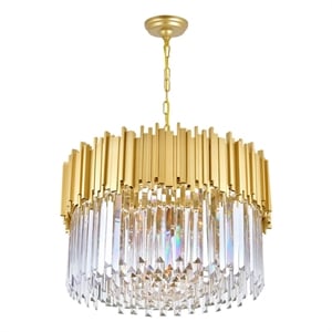 CWI Lighting Deco 7 Light Down Contemporary Metal Chandelier in Gold