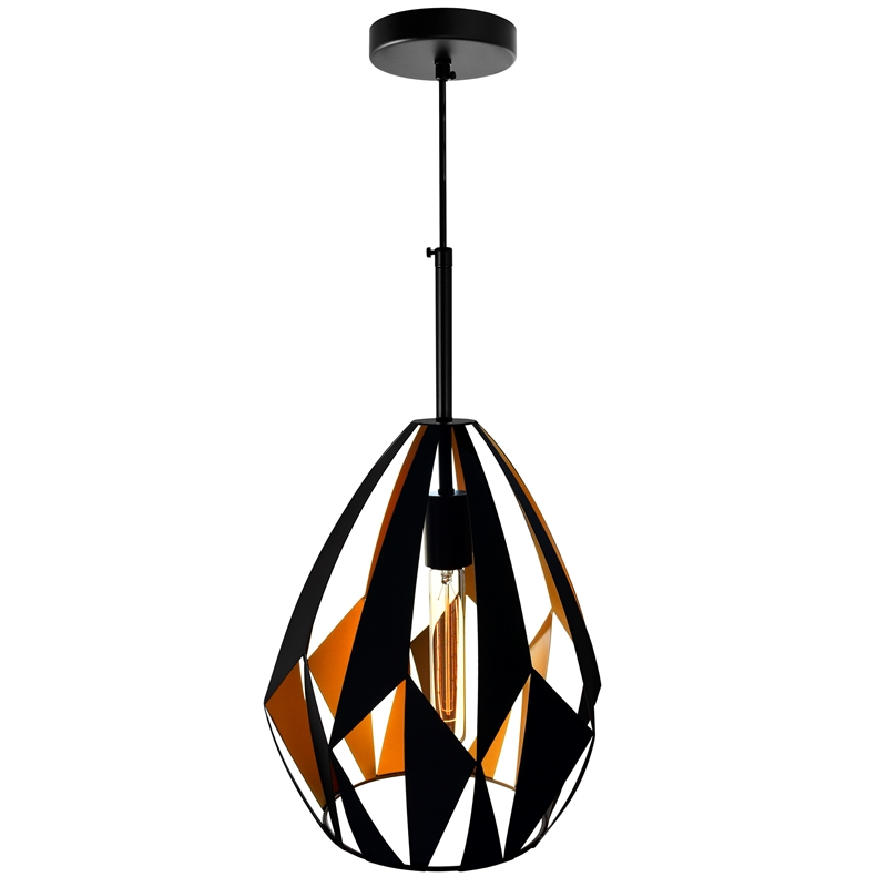 CWI Lighting Oxide 1 Light Contemporary Metal Pendant in Black/Copper