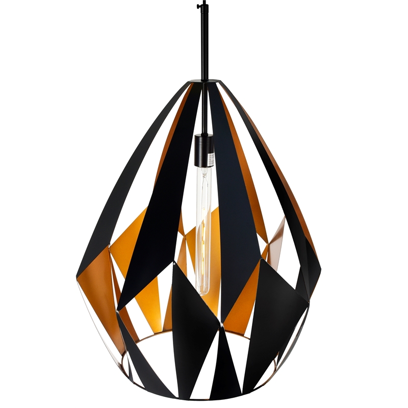 CWI Lighting Oxide 1 Light Down Contemporary Metal Pendant in Black/Copper