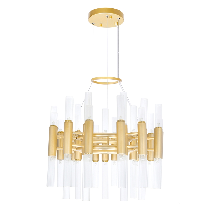 CWI Lighting Orgue 42 LED Light Metal Chandelier in Satin Gold