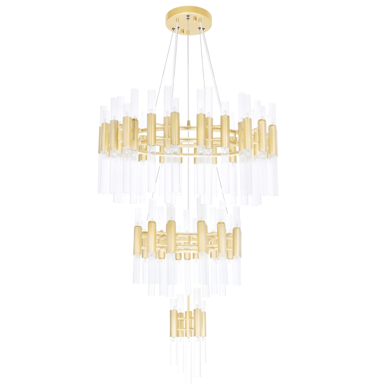 CWI Lighting Orgue 123 Light Metal Chandelier with Dimmer in Satin Gold