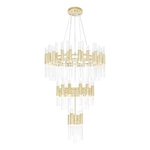 CWI Lighting Orgue 123 Light Metal Chandelier with Dimmer in Satin Gold