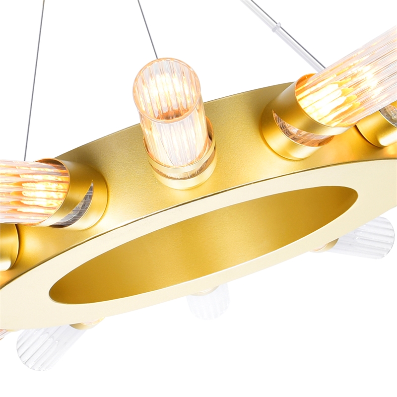 CWI Lighting Collar 14 Light Contemporary Metal Chandelier in Satin Gold