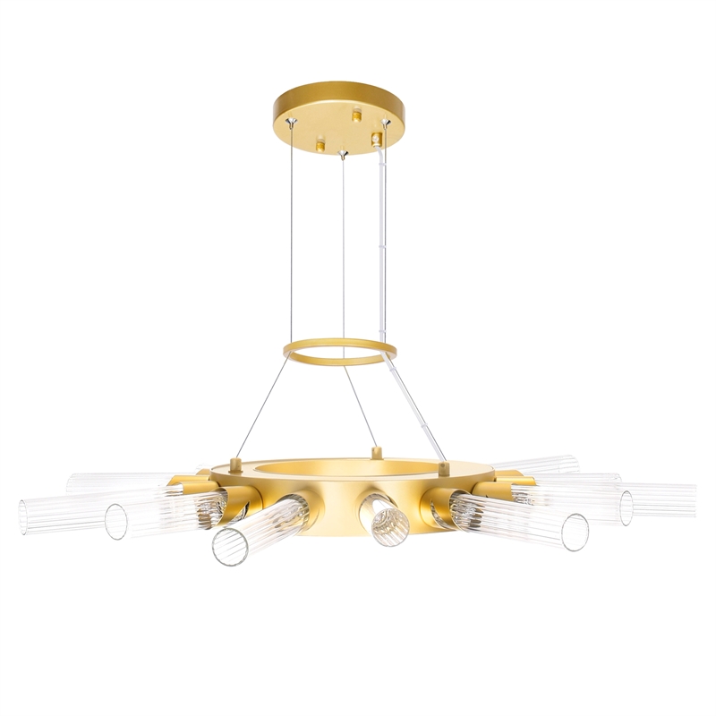CWI Lighting Collar 14 Light Contemporary Metal Chandelier in Satin Gold