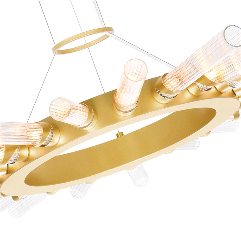 CWI Lighting Collar 21 Light Contemporary Metal Chandelier in Satin Gold
