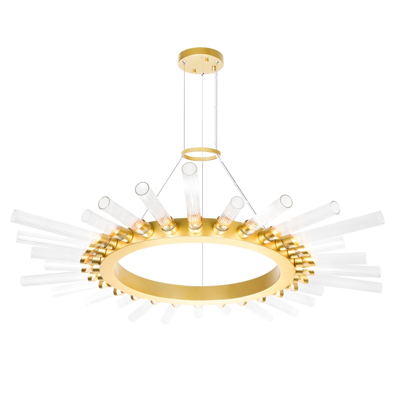 CWI Lighting Collar 28 Light Contemporary Metal Chandelier in Satin Gold