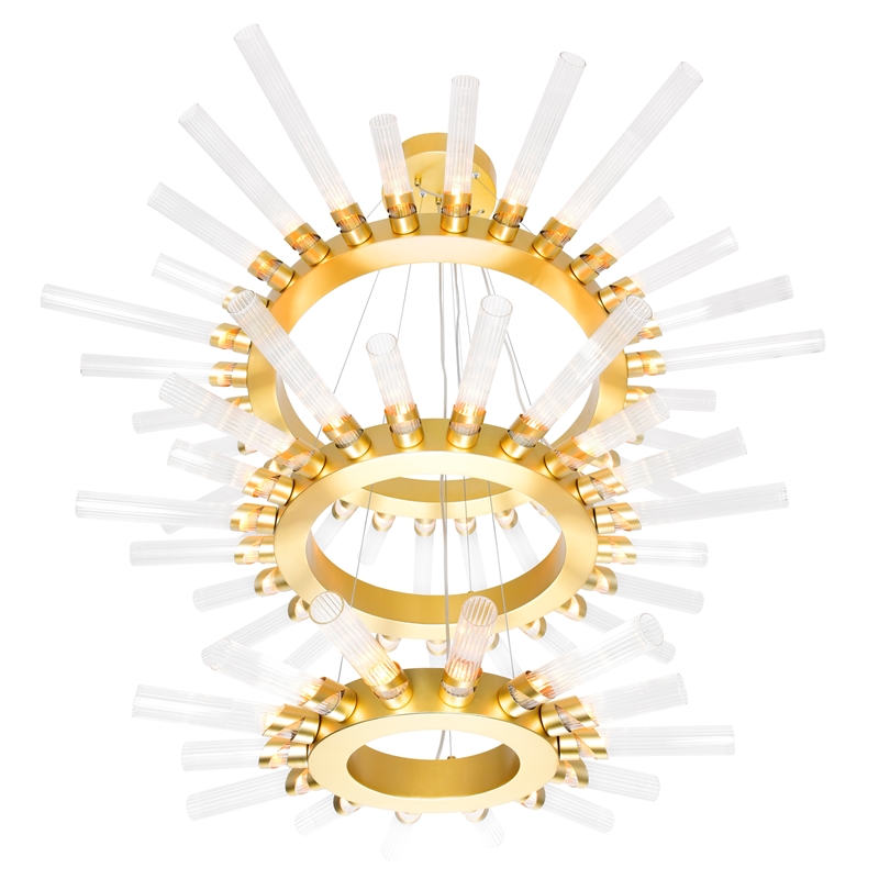 CWI Lighting Collar 63 Light Contemporary Metal Chandelier in Satin Gold