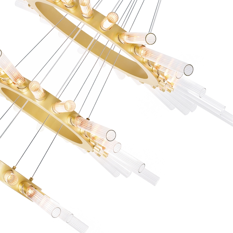 CWI Lighting Collar 63 Light Contemporary Metal Chandelier in Satin Gold