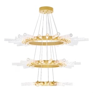 CWI Lighting Collar 63 Light Contemporary Metal Chandelier in Satin Gold