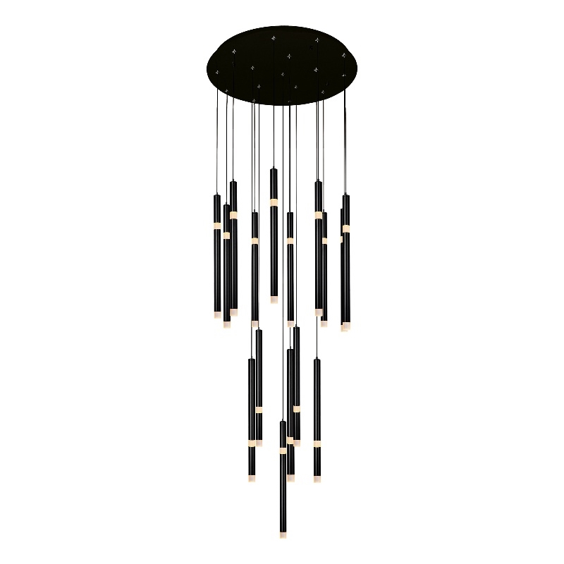 CWI Lighting Flute 16 Light Contemporary Metal LED Chandelier in Black