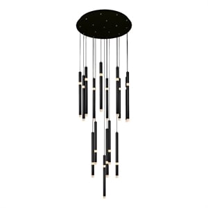 CWI Lighting Flute 16 Light Contemporary Metal LED Chandelier in Black
