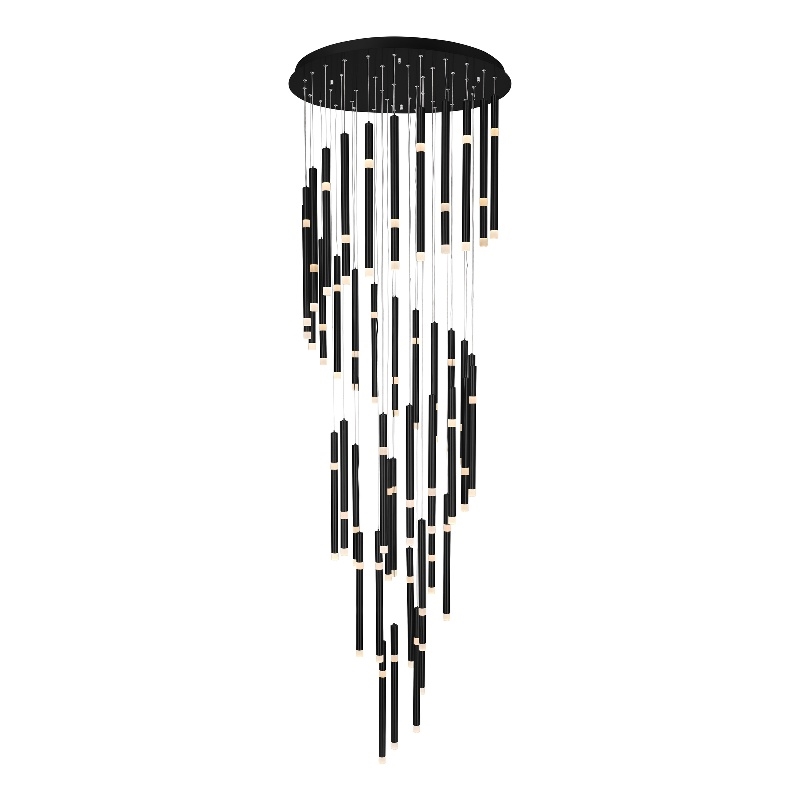 CWI Lighting Flute 54 Light Contemporary Metal LED Chandelier in Black