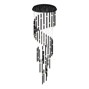 CWI Lighting Flute 54 Light Contemporary Metal LED Chandelier in Black