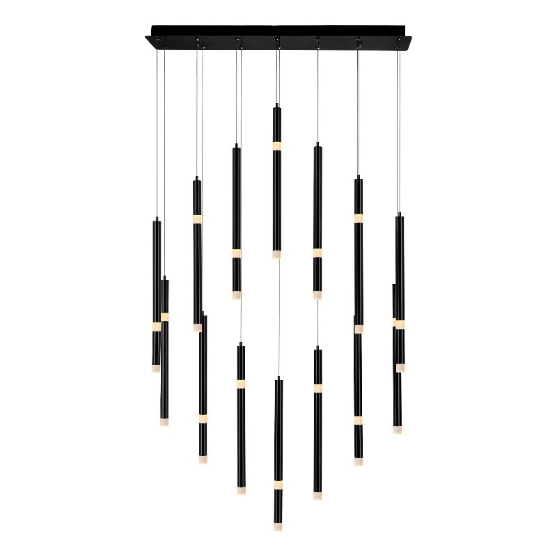 CWI Lighting Flute 14 Light Contemporary Metal LED Chandelier in Black