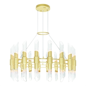 CWI Lighting Croissant 36 Light Contemporary Metal Chandelier in Satin Gold