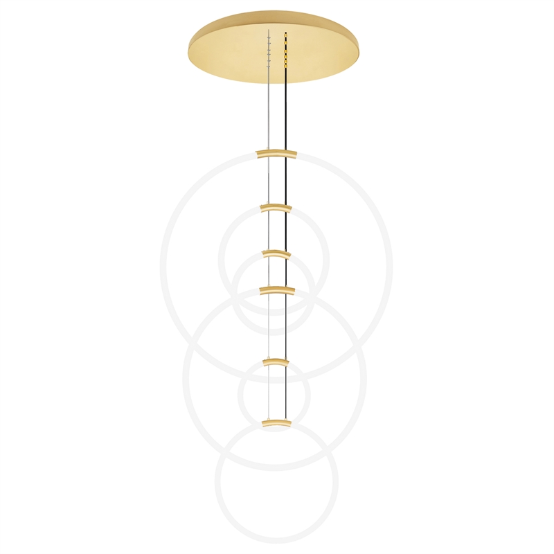 CWI Lighting Hoops 6 Light Contemporary Metal LED Chandelier in Satin Gold