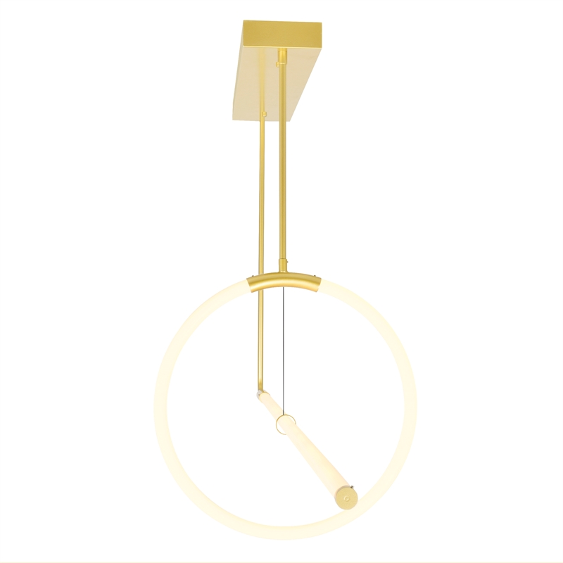 CWI Lighting Hoops 2 Light Contemporary Metal LED Chandelier in Satin Gold