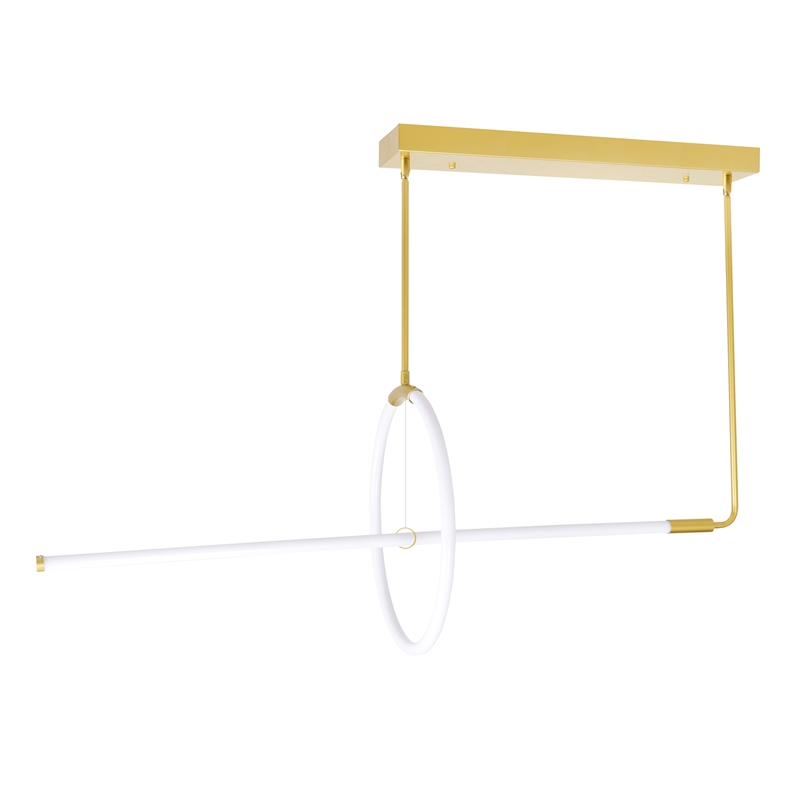 CWI Lighting Hoops 2 Light Contemporary Metal LED Chandelier in Satin Gold