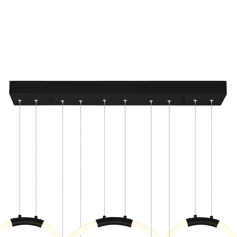 CWI Lighting Hoops 5 Light Contemporary Metal LED Chandelier in Black