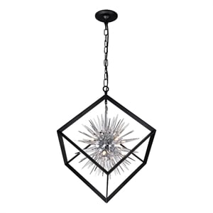 CWI Lighting Starburst 6 Light Contemporary Metal Chandelier in Chrome/Black