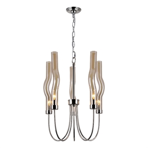 CWI Lighting Meduse 5 Light Contemporary Metal Chandelier in Polished Nickel