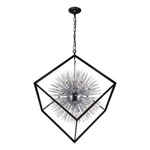 CWI Lighting Starburst 20 Light Contemporary Metal Chandelier in Black