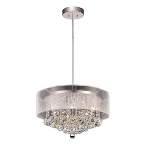 CWI Lighting Radiant 9 Light Drum Shade Metal Chandelier in Chrome