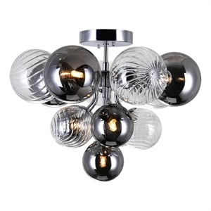 CWI Lighting Pallocino 6 Light Contemporary Metal Flush Mount in Chrome