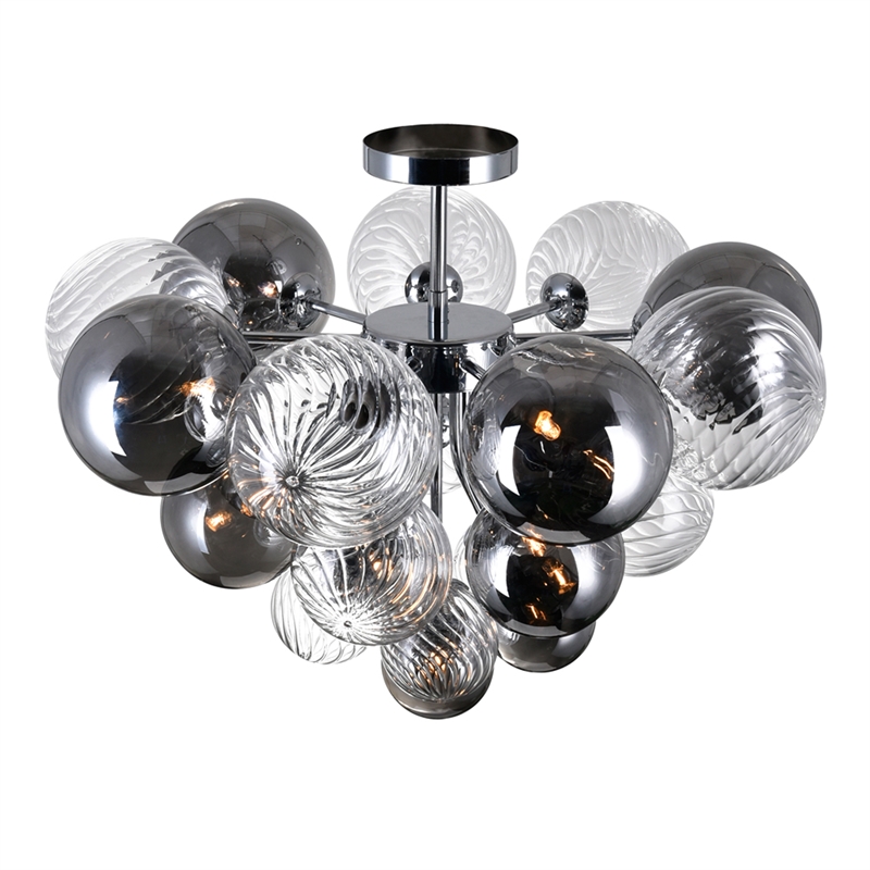 CWI Lighting Pallocino 10 Light Contemporary Metal Flush Mount in Chrome