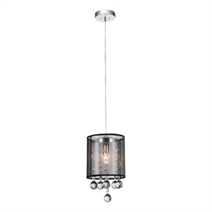 CWI Lighting Radiant 1 Light Drum Shade Metal Mini Pendant in Chrome/Clear