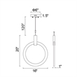 CWI Lighting Anello Contemporary Metal LED Pendant in White Oak