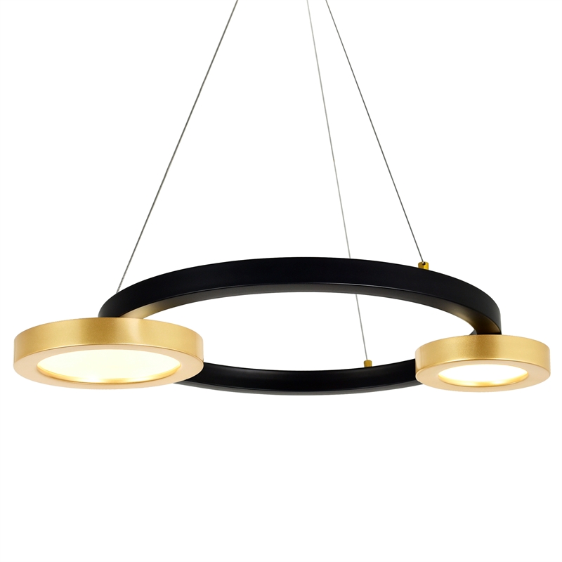 CWI Lighting Deux Lunes Contemporary Metal LED Chandelier in Black/Brass