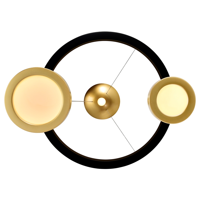 CWI Lighting Deux Lunes Contemporary Metal LED Chandelier in Black/Brass
