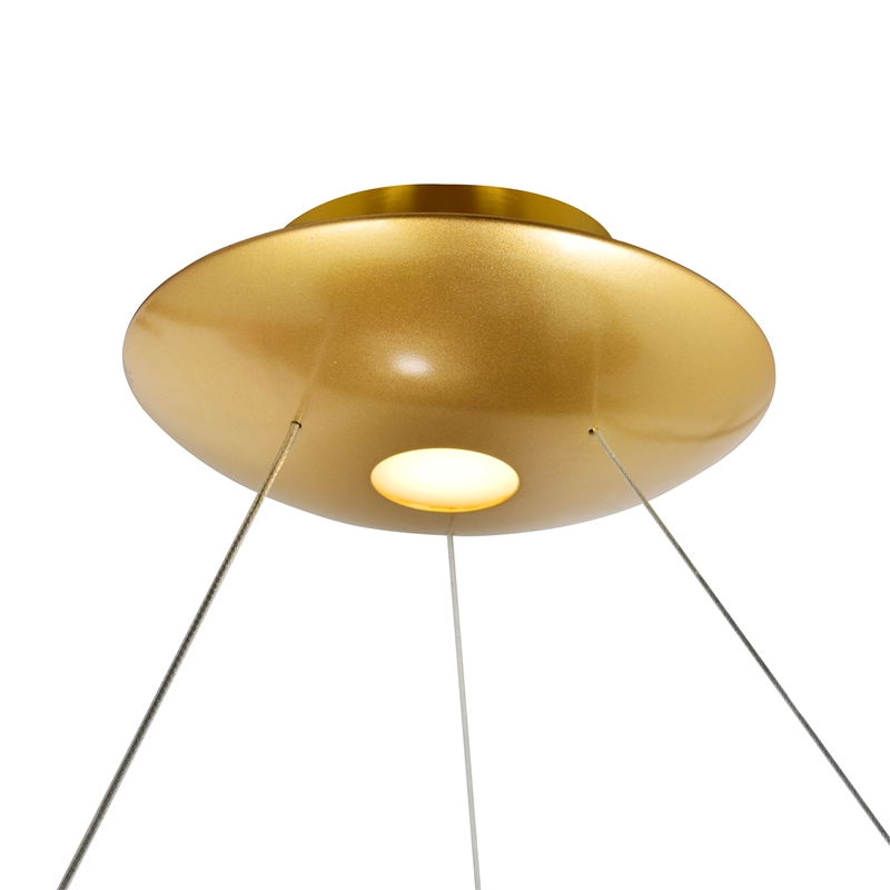 CWI Lighting Deux Lunes Contemporary Metal LED Chandelier in Black/Brass
