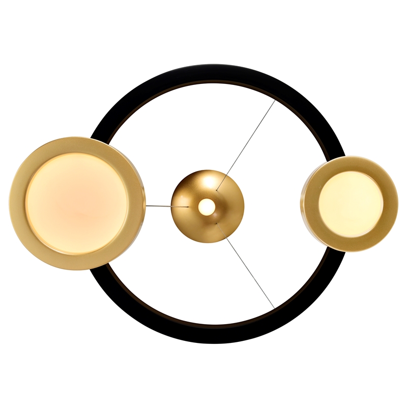 CWI Lighting Deux Lunes Contemporary Metal LED Chandelier in Black/Brass