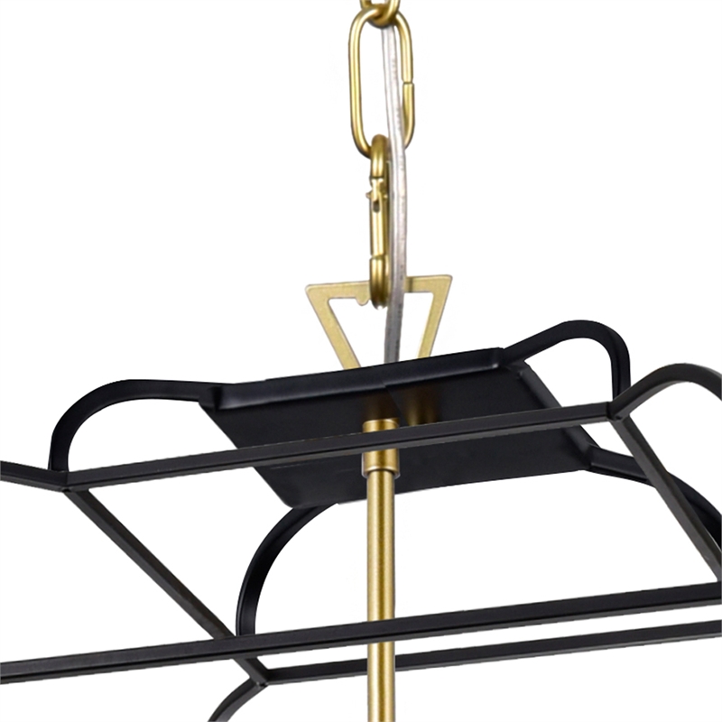 CWI Lighting Tudor 6 Light Contemporary Metal Chandelier in Satin Gold/Black