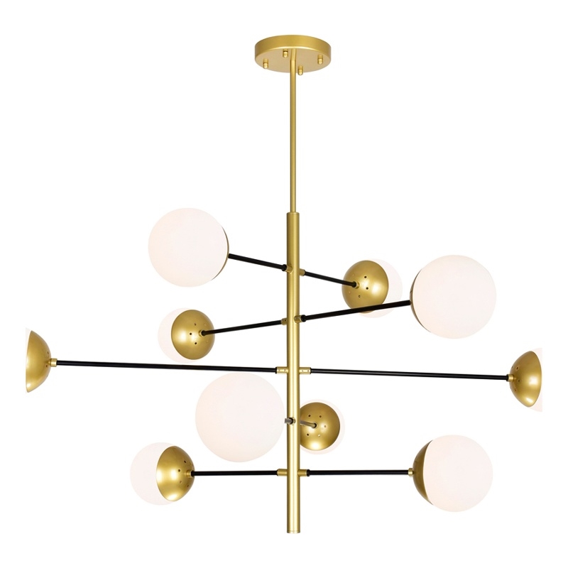 CWI Lighting Compass 10 Light Contemporary Metal Chandelier in Gold